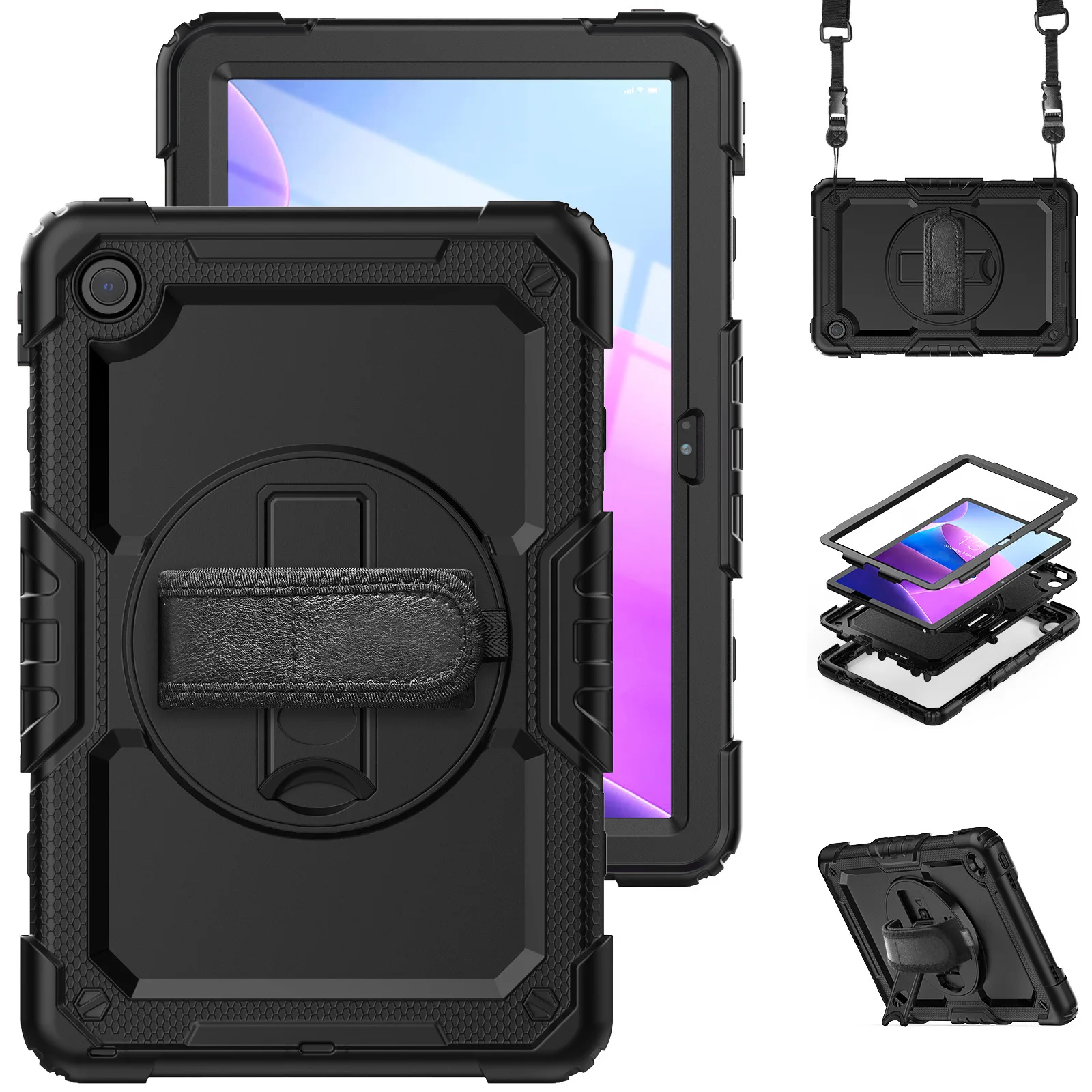 Lenovo Tablet M11 Accessories - غطاء حماية مع حامل وحزام كتف
