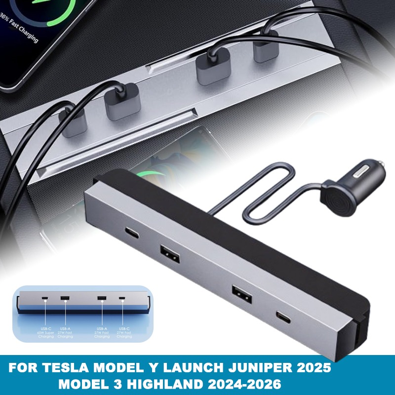 Usb Hub Type C - محول كونسول وسطي للسيارة متعدد المنافذ