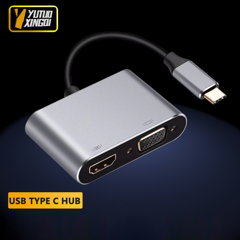 Usb Hub Type C - محول USB نوع C إلى VGA