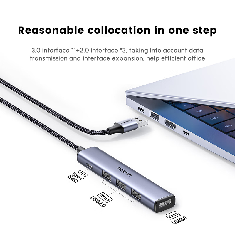 موزع USB UGREEN مع 4 منافذ USB - مراجعة Usb Hub Type C وسعره