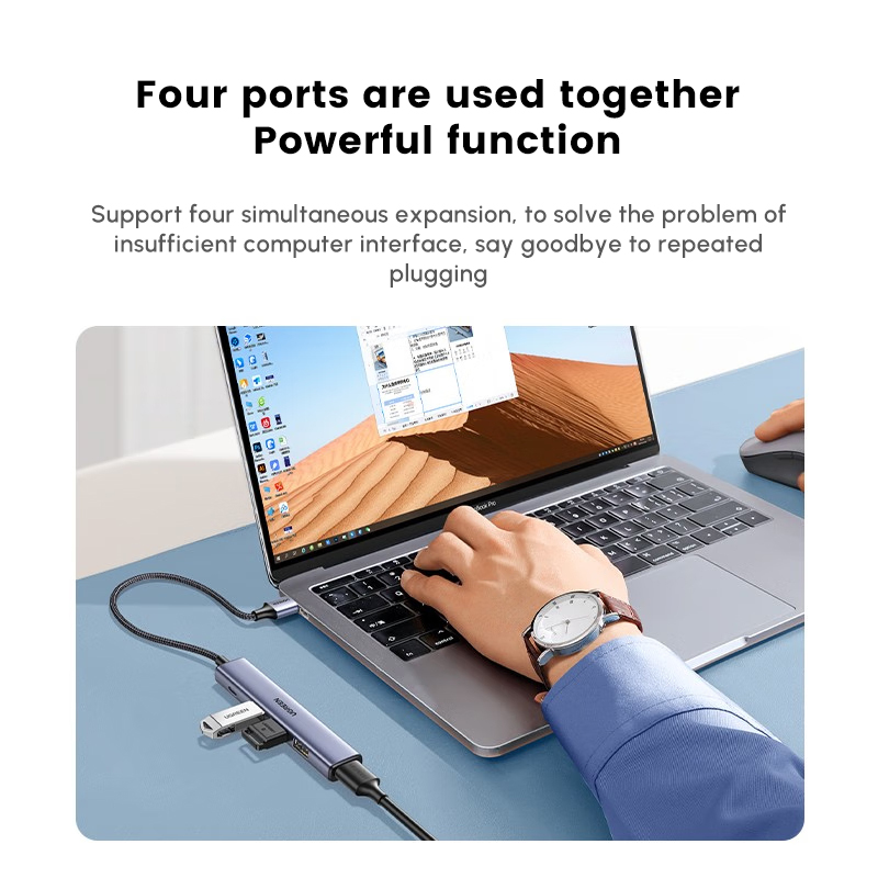 موزع USB UGREEN مع 4 منافذ USB - مراجعة Usb Hub Type C وسعره