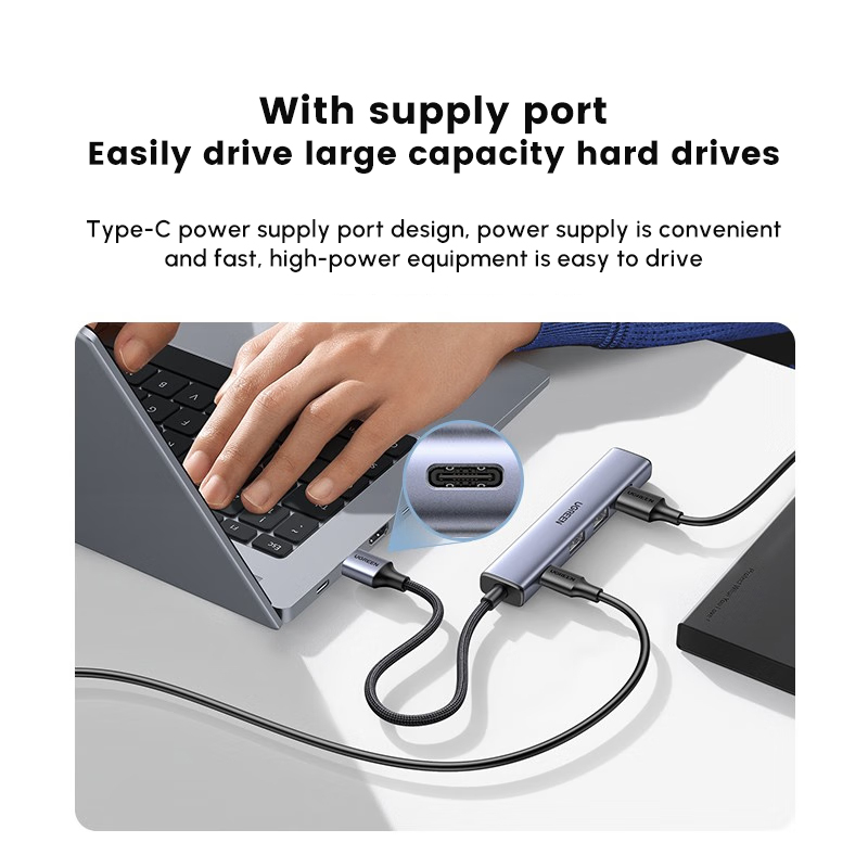 موزع USB UGREEN مع 4 منافذ USB - مراجعة Usb Hub Type C وسعره